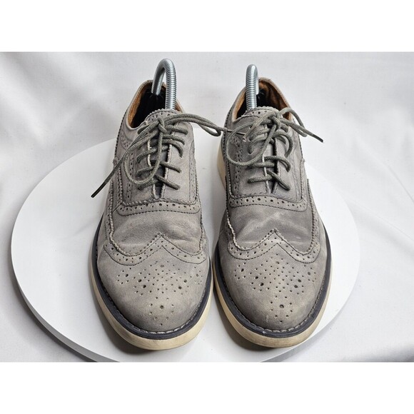 Steve Madden Transfer Men's Shoes 8 Grey Leather Wingtip Lace Up Oxford Dress - Picture 3 of 8